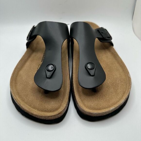 CUSHIONAIRE Women's Cork Footbed Sandal With +Comfort 9 BLACK - Picture 2 of 7